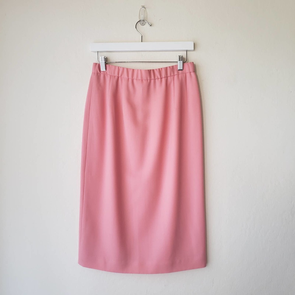 Vintage 80’s Wool Pencil Skirt Women's 8 Pink Elastic Waist
